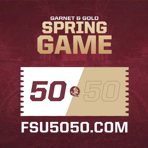 fsu5050's tweet image. It’s @FSUFootball spring game week so you know what that means! Purchase your 🎟🎟 now💰#fsu5050 #football #fsu