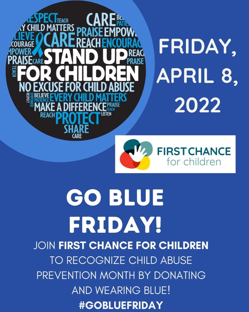 MonarchTitleCO's tweet image. Join Monarch Title this Friday as we support @FC4Children and recognize Child Abuse Prevention Month. You can join us by making a donation to First Chance For Children and by wearing BLUE this Friday. 

Donate here: ow.ly/a1he50IzXSJ