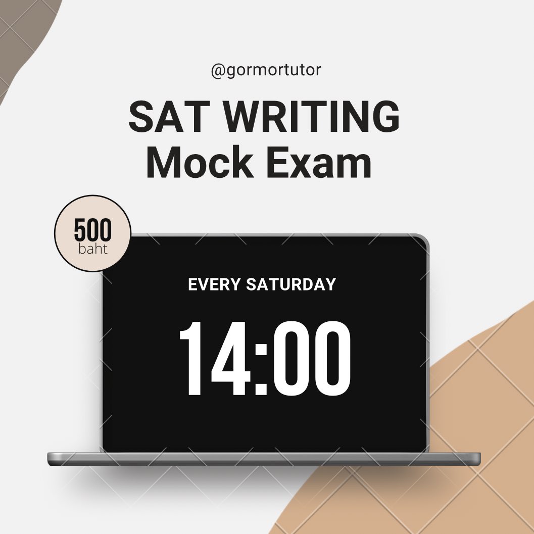 gormortutor2's tweet photo. คลาสตะลุยโจทย์กลุ่มย่อย SAT Writing🗯

• Mock Exam เสมือนจริงด้วยข้อสอบเก่า พร้อมเฉลยละเอียดทุกข้อ
• แต่ละวีคเนื้อหาไม่ต่อกัน สามารถเลือกเรียนเป็นวีค ๆ ได้ค่ะ
• คิดราคาเดียว 500 บาทต่อครั้ง (เรียนครั้งละ 2-2.5 ชม)
• สอนทุกวันเสาร์ 14.00 🫶🏻

#ติวsat #สอบsat #สอนsat https://t.co/vxtdd0EXgY