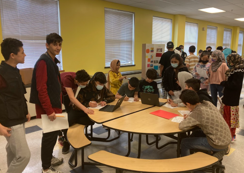 AIC_Dual's tweet photo. Students in Ms. Carroll's ENL classes conducted research on a country of their choice. They shared their work with younger students who completed a scavenger hunt to find facts about the geography and culture of these countries. @AlbanyENL @albanyschools #allinforalbany https://t.co/6oZVDFlqaU