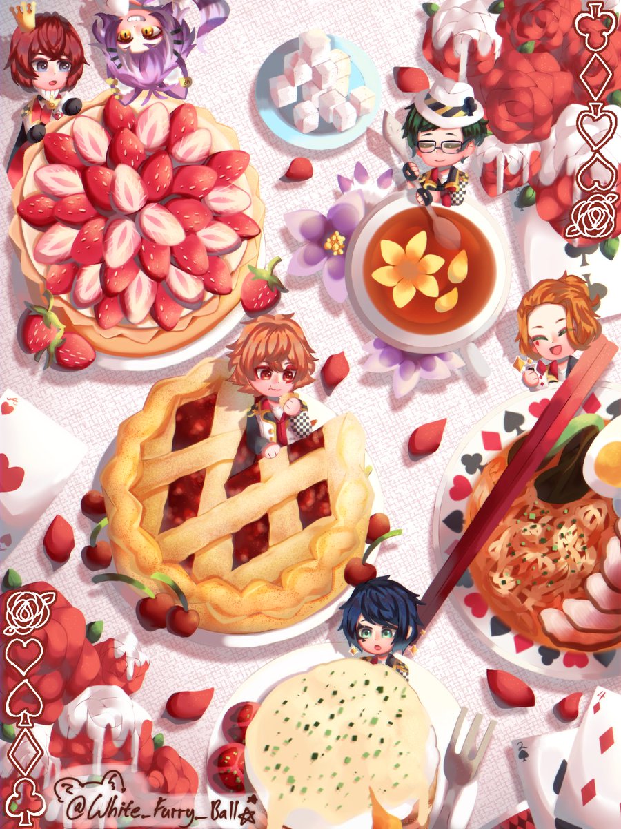 FabPotatoWeird's tweet photo. ✨️ Heartslabyul
🍰🥧🥚🍜☕️ ✨️
Don't mind with alot of hastags ^^;
#twistedwonderland #twst #Heartslabyul #RiddleRosehearts #treyclover #acetrappola #deucespade #carterdiamond #chenya https://t.co/RnD1KdJMzS
