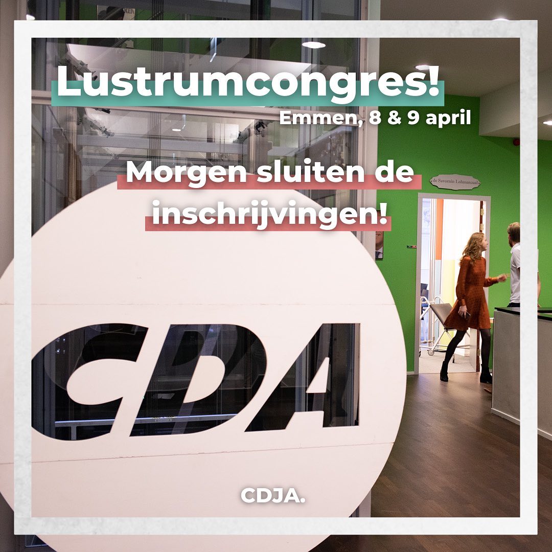 Morgen sluiten de inschrijvingen voor het lustrumcongres op vrijdag 8 en zaterdag 9 april. Meld je aan en vier samen met ons het 40 jarig bestaan van onze vereniging! <a href="/CDJA/">CDJA</a>