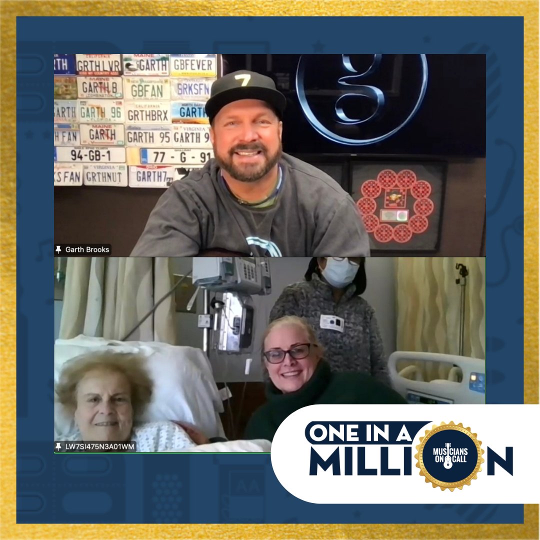 musiciansoncall's tweet photo. WE DID IT!

Thanks to your support, we have played for ONE MILLION people in hospitals!

For the milestone @garthbrooks joined us to play for a mother and daughter with a special connection to country music. We couldn’t imagine a more fitting program to play for our #MOCMillion! https://t.co/HEy71frFV0