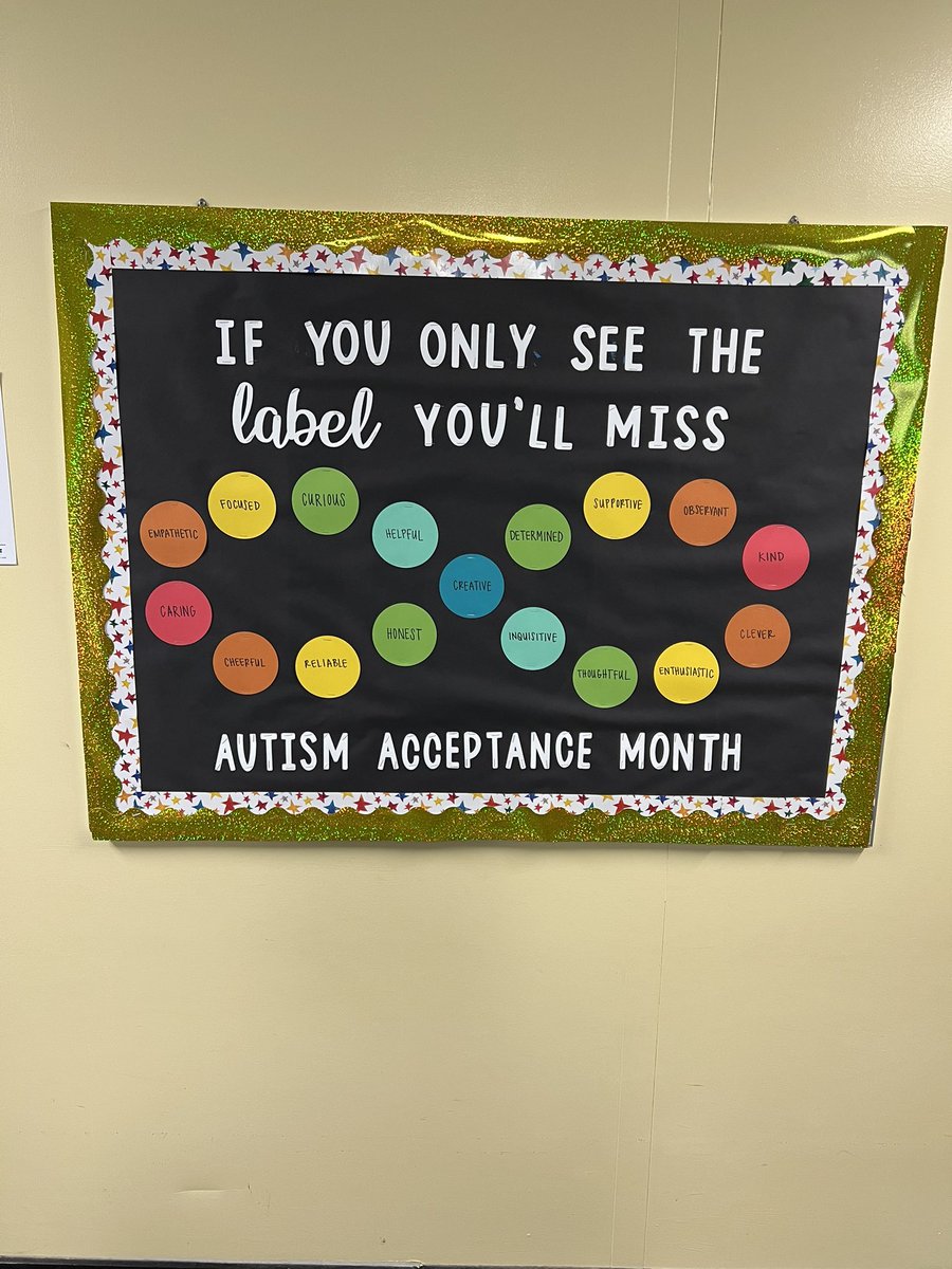 laurennminer's tweet photo. Our fabulous SLP Miss Wood made the best April bulletin board at @Maplebrook_203! #AutismAcceptance  #BeBold203 https://t.co/CRr68fHGPA