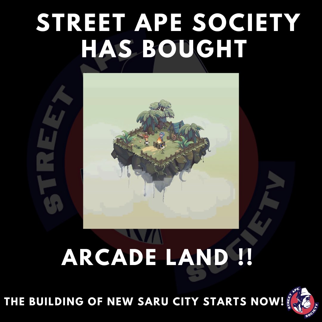 StreetApeSAS's tweet photo. Street Ape Society just purchased Arcade Land in @arcadedotinc!
Construction of New Saru City starts soon! 🔻

#Metaverse #Arcadeland #streetapesociety https://t.co/YzSqGrUlZQ