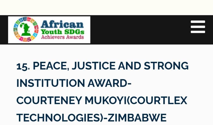 mkoyi_courteney's tweet photo. Happy to win the #AfricaYouthSDGAwards under SDG16. Our work @CourtlexT  and @Justice_Code in advancing #Human Rights, #Justice, #Democracy got me to receive the award. We will continue working to leverage the power of technology in advancing Human Rights, Justice and Democracy🇿🇼 https://t.co/kiJf2iJuRi