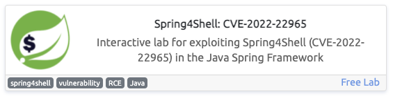 tryhackme's tweet photo. We've released a new FREE lab demonstrating the recent Spring4Shell vulnerability (CVE-2022-22965)!🐚

🔴 Understand the vulnerability
🔴 Practice exploiting it via a web-based lab

Explore the critical vulnerability in the Spring Java Framework 👉https://t.co/pANjf4CdHd https://t.co/aEhiDqsy9c