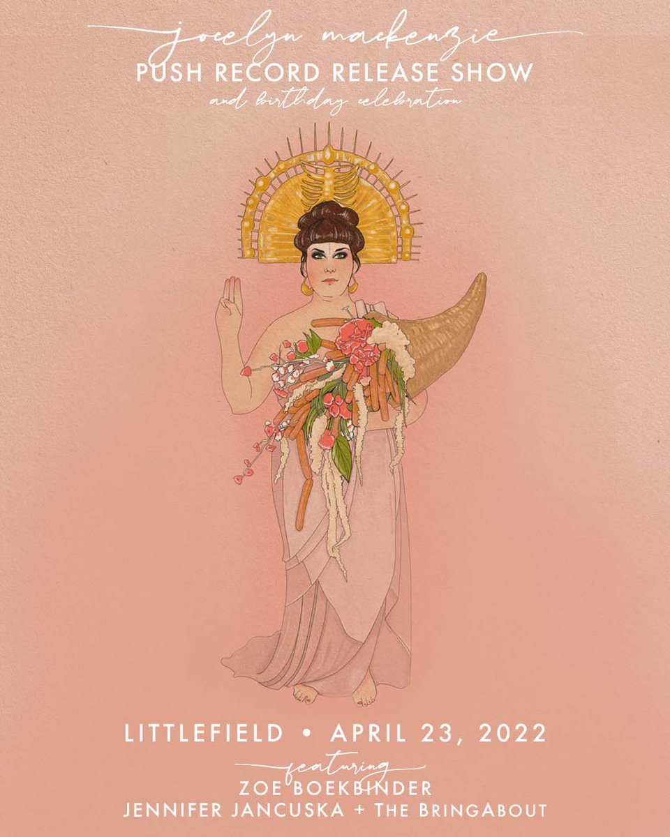 Our girl <a href="/jocelynmcknz/">Jocelyn Mackenzie</a> has a record release show!
🎟️SAT 4/23 <a href="/littlefieldnyc/">littlefield</a> 
She'll play her album PUSH on <a href="/Righteous_Babes/">Righteous Babe</a> w live string quartet starring our girl <a href="/EmilyHopePrice/">EHP</a> 
COME TO THIS PLZ!
🎟️TIX bit.ly/3j5l5rS
With @zoeboekbinder 
<a href="/JenJancuska/">Jennifer Jancuska</a> + The BringAbout