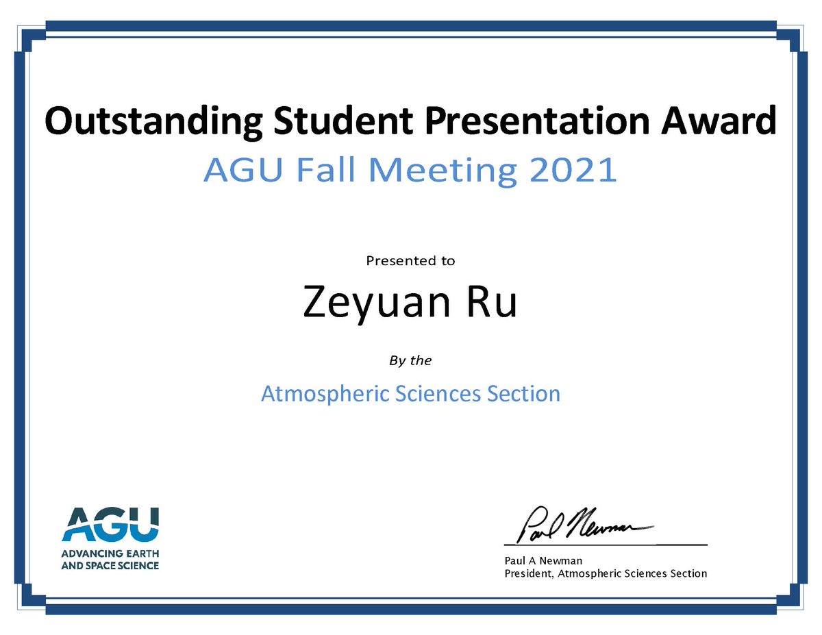 UIowaCS's tweet photo. 📣Bravo to Zeyuan Ru [Informatics MS | @IATechInstitute] @theAGU #OutstandingStudentPresentationAward winner for "A #smart➕#connected low-cost #SensorSystem for measuring air &amp; soil properties in the Central US." OSPA is most prestigious award for a #EarthScience grad student❕ https://t.co/hWzJJbowYY