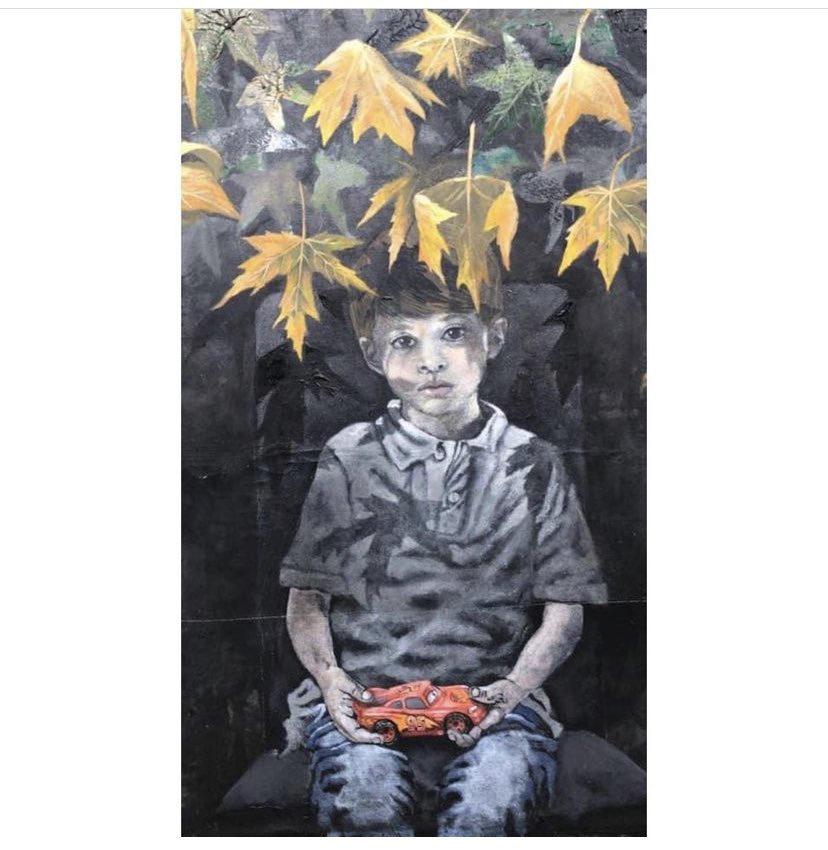 18.09.2019
“El Auténtico artista solo tiene un juez de su propio honor, y es él mismo. 
Las decisiones que uno toma y cómo las lleva a cabo son un reflejo de quien se es en realidad. Uno no puede ocultarse de la pintura.
Abajo...Astor y juguete rojo...2 mts x 2 mts. 2019...