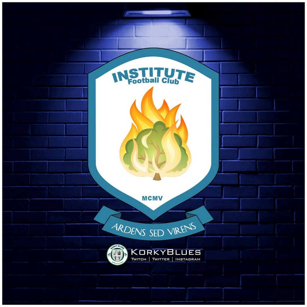 KorkyBlues's tweet photo. I decided to redesign the club logo for my local Football League of Northern Ireland team, @institute_fc I've kept the design relatively simple and as close to he original as possible, but giving it a fresh modern look. 

#institutefc #institute #customl… https://t.co/eseD8MwkXr https://t.co/RPgWINUXOq