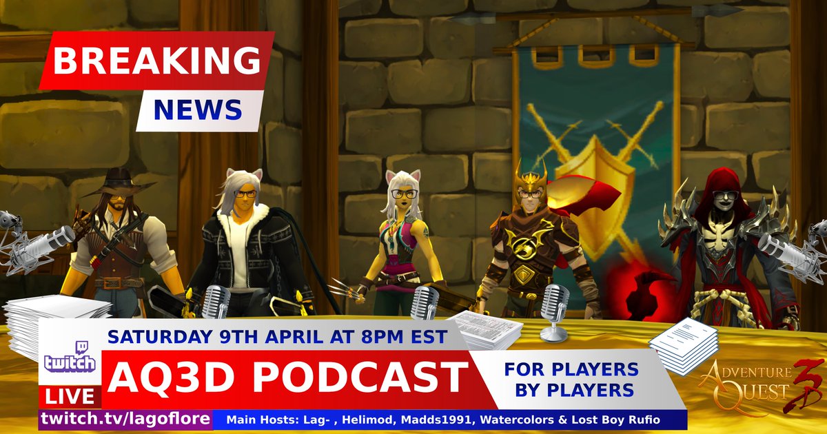 LIVE AQ3D PODCAST - Join us as we discuss the state of the game and some very heated topics with insight from experienced players. There is A LOT to talk about. Podcast will be streamed live at twitch.tv/lagoflore at 8PM EST on Saturday 9th April. #AQ3D <a href="/Watercolorss/">🎨Watercolors🎨</a>