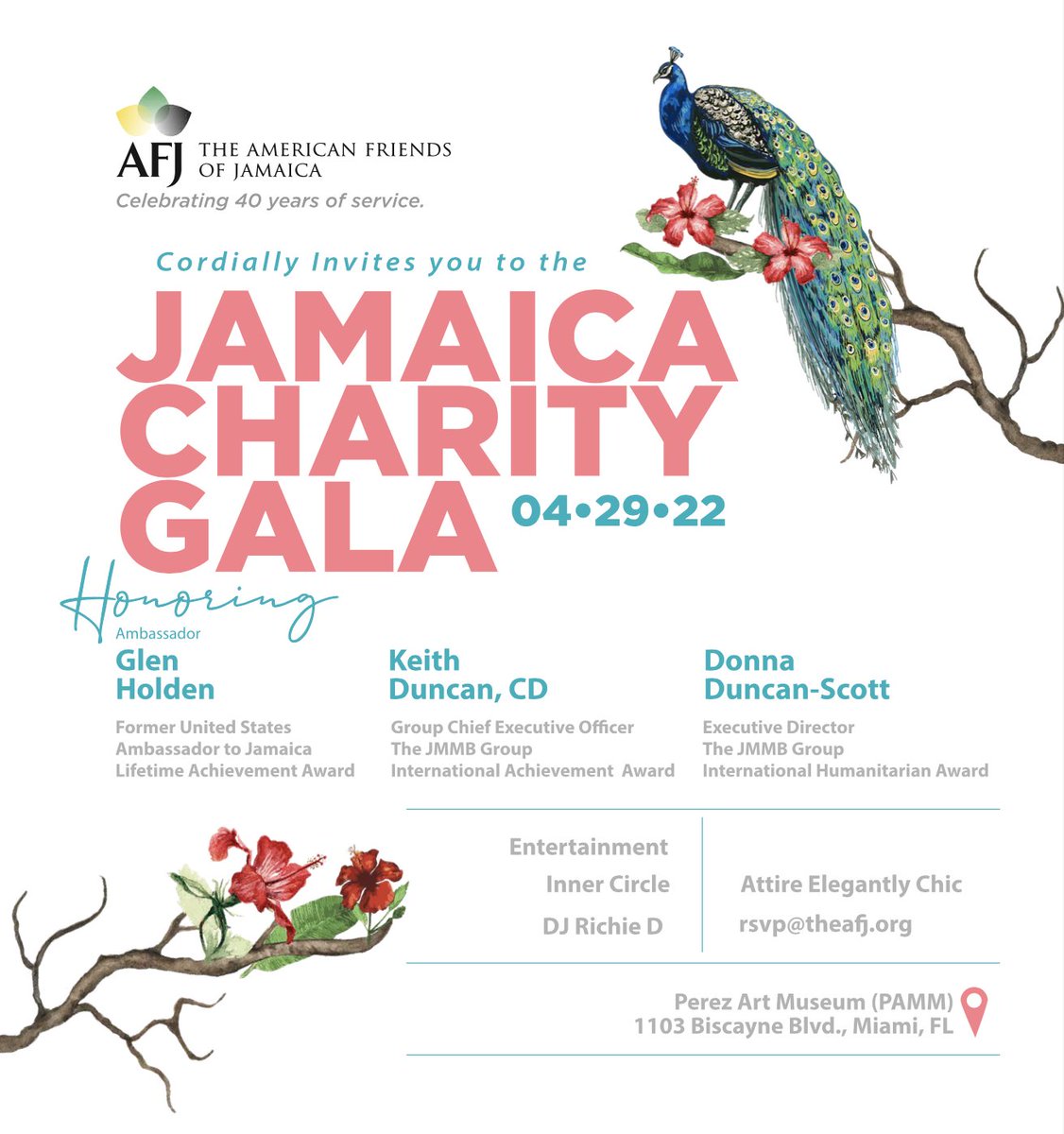 AFJcares's tweet photo. Inner Circle Band, DJ Richie D and more will make for a night to celebrate our esteemed honorees - Ambassador Glen Holden, Keith Duncan and Donna Duncan-Scott. Use the link below to purchase tickets.
https://t.co/WZixsKa0rD
#WhyIGive #ChooseACause #DonateNow #FindYourPurpose https://t.co/BipzZhCofX