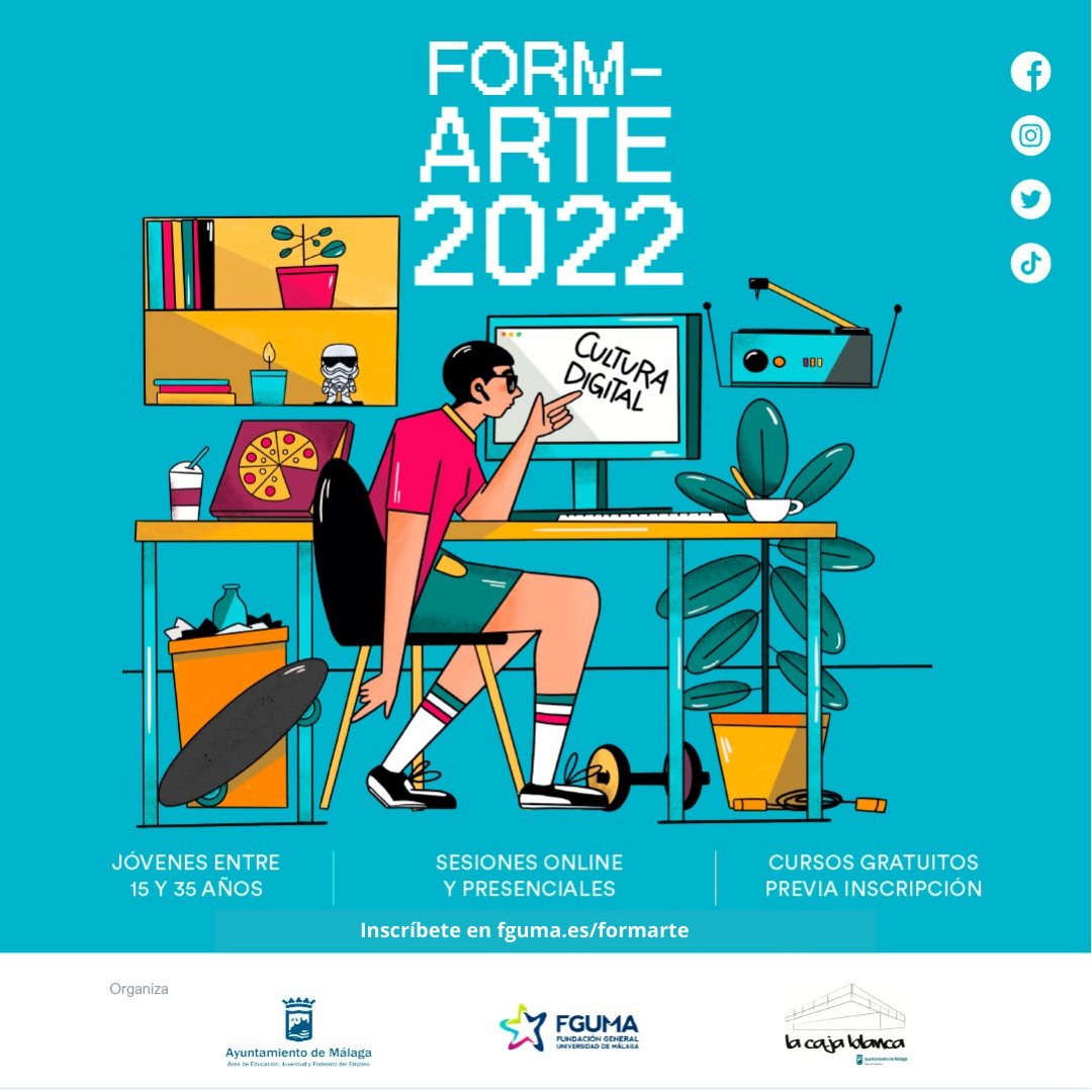 ‼️ Ya se encuentra abierta la inscripción para #Formarte2022. Esta iniciativa tiene como objetivo promocionar actividades gratuitas formativas en materia cultural y artística entre los jóvenes. Puedes inscribirte en: fguma.es/formarte/