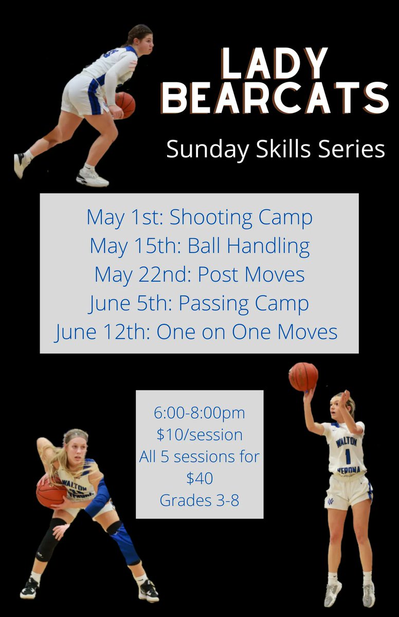 gbball_wv's tweet photo. This year WV Girls Basketball will host a 5 part Sunday Skills Series! Grades 3-8, and all skill levels are welcome! Come learn from your reigning 32nd District Champions and improve on all areas of your game! https://t.co/StMarJdGf2