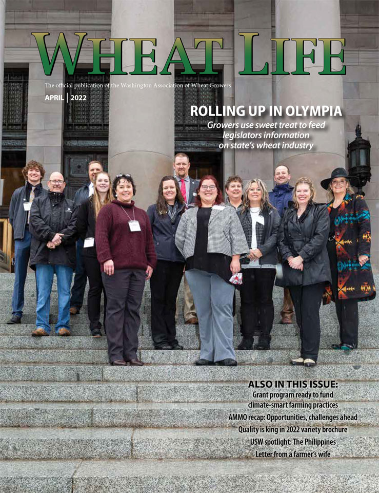 April's Wheat Life will be hitting mailboxes this week. In this issue, we catch up with WAWG members in Olympia, learn about a new state grant program for climate-smart practices and do a deep dive into <a href="/uswheatassoc/">US Wheat Associates</a> efforts in the Philippines.