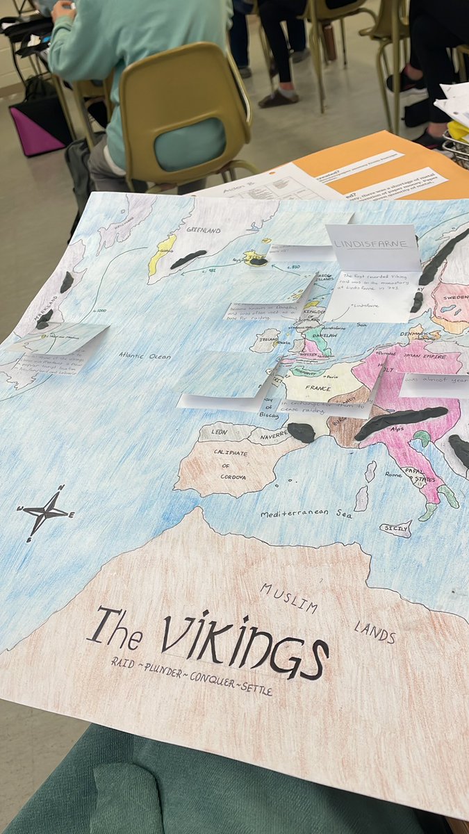 brooke_16's tweet photo. Another cool example! A map of Viking activity illustrated and researched by two very dedicated, creative students. https://t.co/eeaglxfBwO