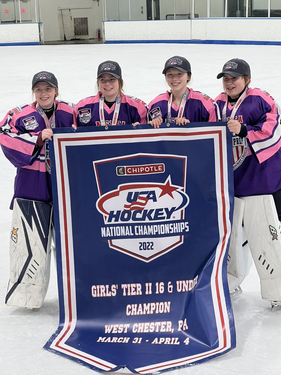opcgirlshockey's tweet photo. These Stars are coming home with some hardware!  Congrats Claire, Maggie, Tessa and Anya. 3-2 OT win for the National Championship! #rollstars https://t.co/DbxDHxR4Nc