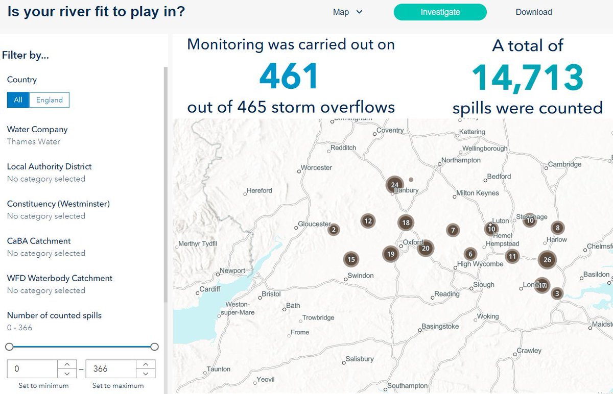 Our updated #Sewagemap is out now!😱

Explore all the sewage data from 2021 with new interactive features and statistics 💩

See where sewage releases occurred, who is responsible for them and download local data to make sure you're using rivers safely 🏞️

theriverstrust.org/key-issues/sew…
