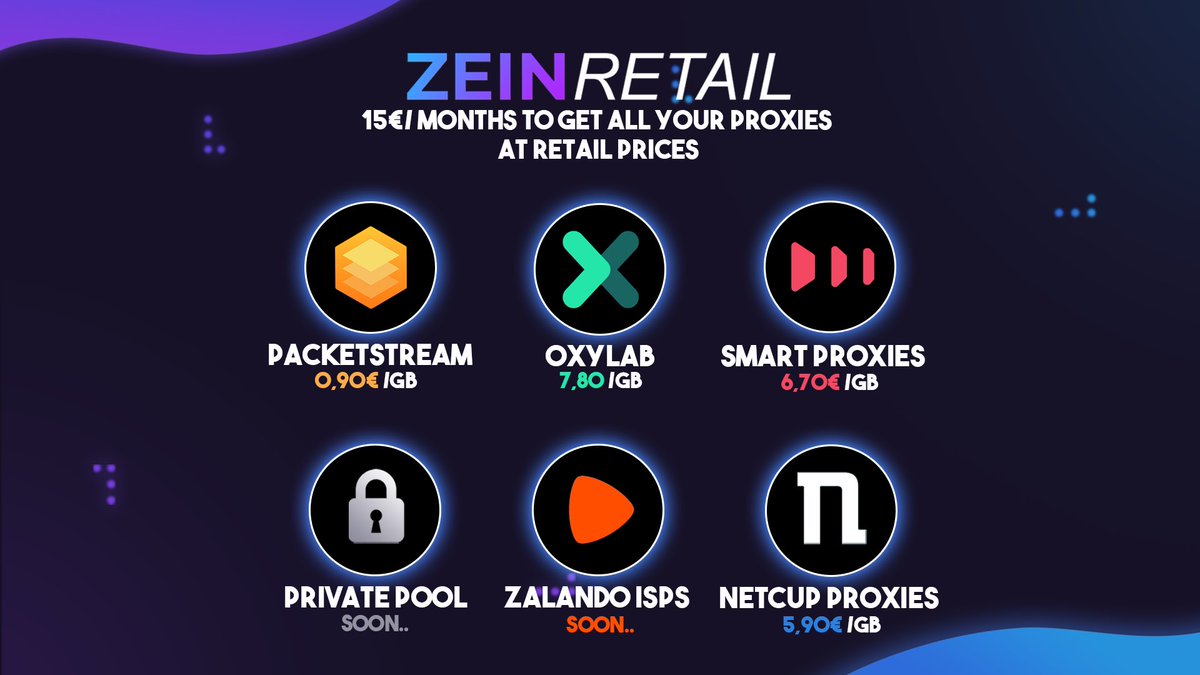 zeinretail's tweet photo. Zein Retail 📣

All your proxies provider at retail prices💸

Coming soon 👀

Retweet + Tag 2 friends to get early access 🍀 https://t.co/PjVgvB6ykj