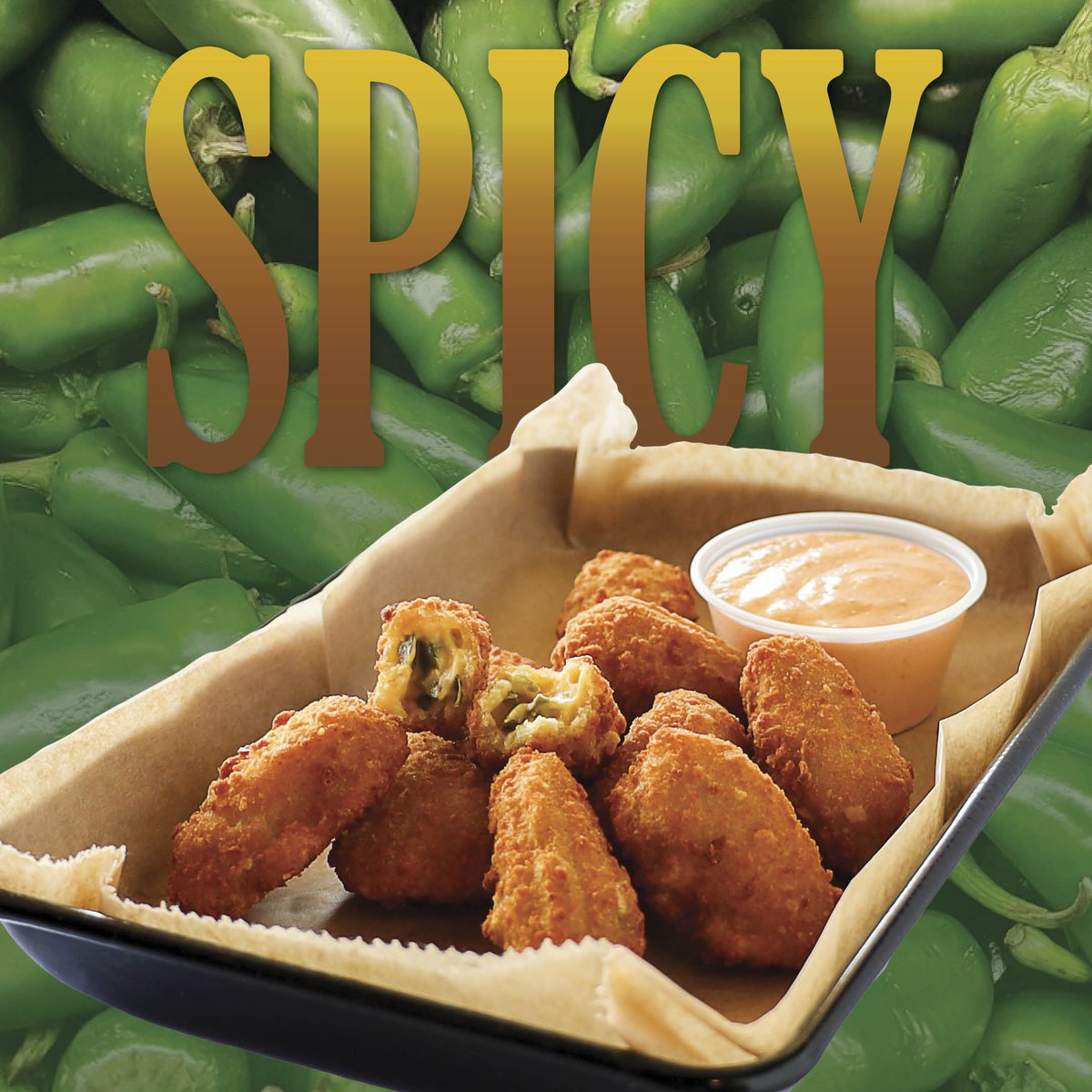 Looking for something spicy? Try our Jalapeño Cheese Poppers.

These bite-sized bites of cheesy deliciousness are laced with bits of jalapeños for a little bit of spice that's just right.

#WingsEtc #GoodFoodGreatTimes