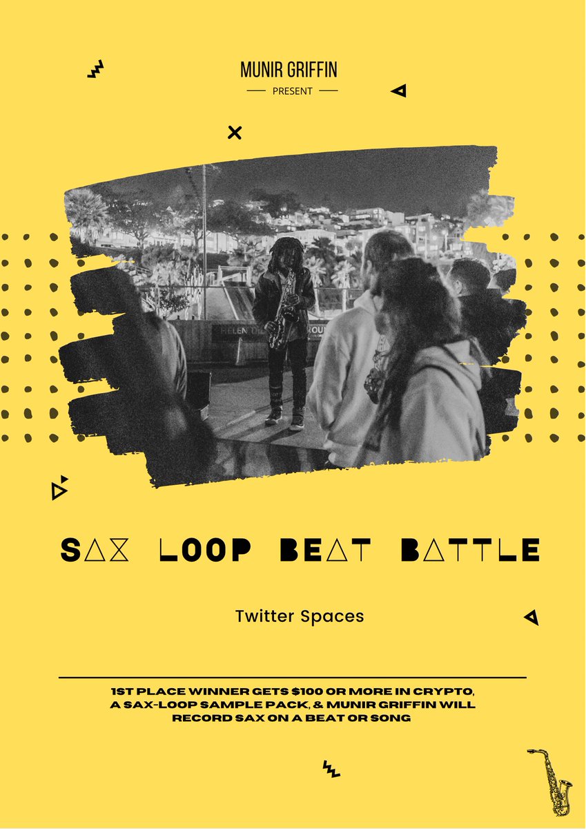 MunirGriffin's tweet photo. S/o to @DONT3G for being the first place winner 🥇of my SAX🎷LOOP BEAT BATTLE ep.1! My guy won $100, a chance to get me to play on his beat, &amp; a dope sax loop pack! Stay tuned y’all for ep.2 happening next month!!! If you’re a producer that can flip sax loops tap in with me!!! https://t.co/y7JWZYN7cg