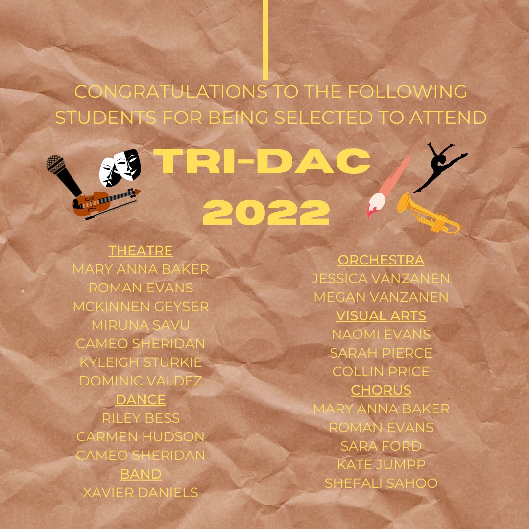 PHMSCougars's tweet photo. Congratulations to the following students on being selected to attend TriDAC this summer! Great job, Cougars! πππ€πΊπ»π©°ππ
#PHcougarPRIDE #GoCougars https://t.co/7iVU3oIAnx
