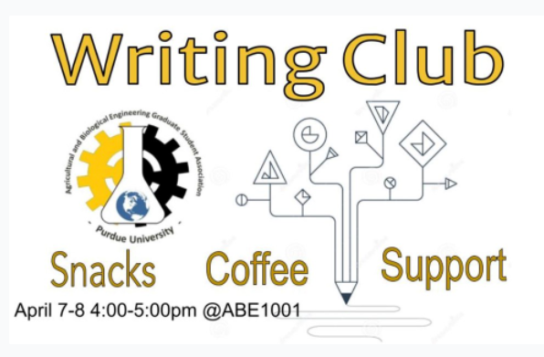 AbeGsa's tweet photo. Trying to focus on writing? Join the ABE GSA writing club this Thursday and Friday! Sign-up on BoilerLink: https://t.co/WxIPSEiHlz
https://t.co/R0w5n5GGbY https://t.co/wBBKOXsTNc