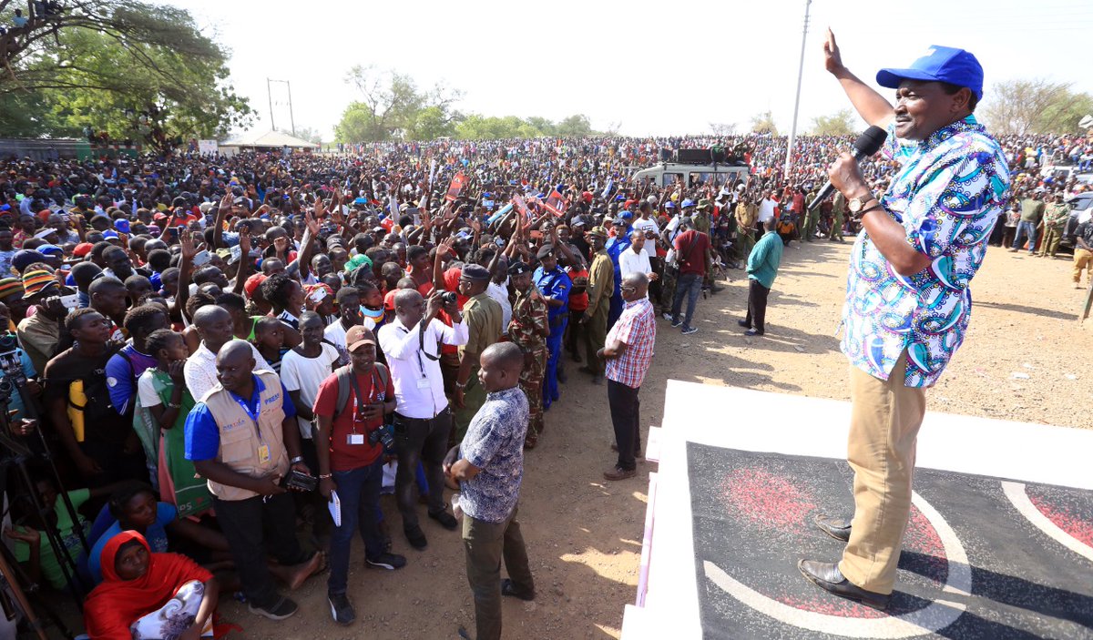skmusyoka's tweet photo. What an incredible reception we recieved in Lokichogio and Kakuma, Turkana County today. Indeed the Azimio - One Kenya message is spreading throughout our beautiful land. Our coalition will as @RailaOdinga said "help foster peace and tranquility amongst communities."
#Inawezekana https://t.co/mcdixgGN3h