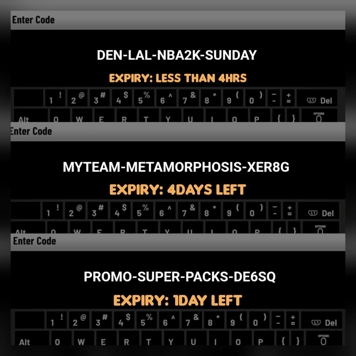 LockersCode's tweet photo. All 3 Old Active #LockerCodes 

1️⃣ PROMO-SUPER-PACKS-DE6SQ
2️⃣ MYTEAM-METAMORPHOSIS-XER8G
3️⃣ DEN-LAL-NBA2K-SUNDAY

#NBA2K22 https://t.co/JgTEsb0Pg6