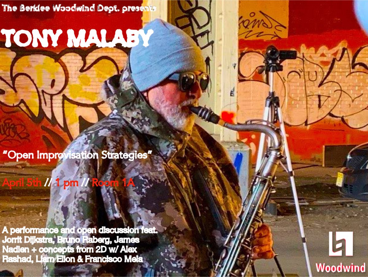 Playing with Tony Malaby, Jorrit Dijkstra and James Paul Nadien @ Berklee Berk Recital Hall Tuesday April 5 <a href="/1/">1</a>-2PM.
