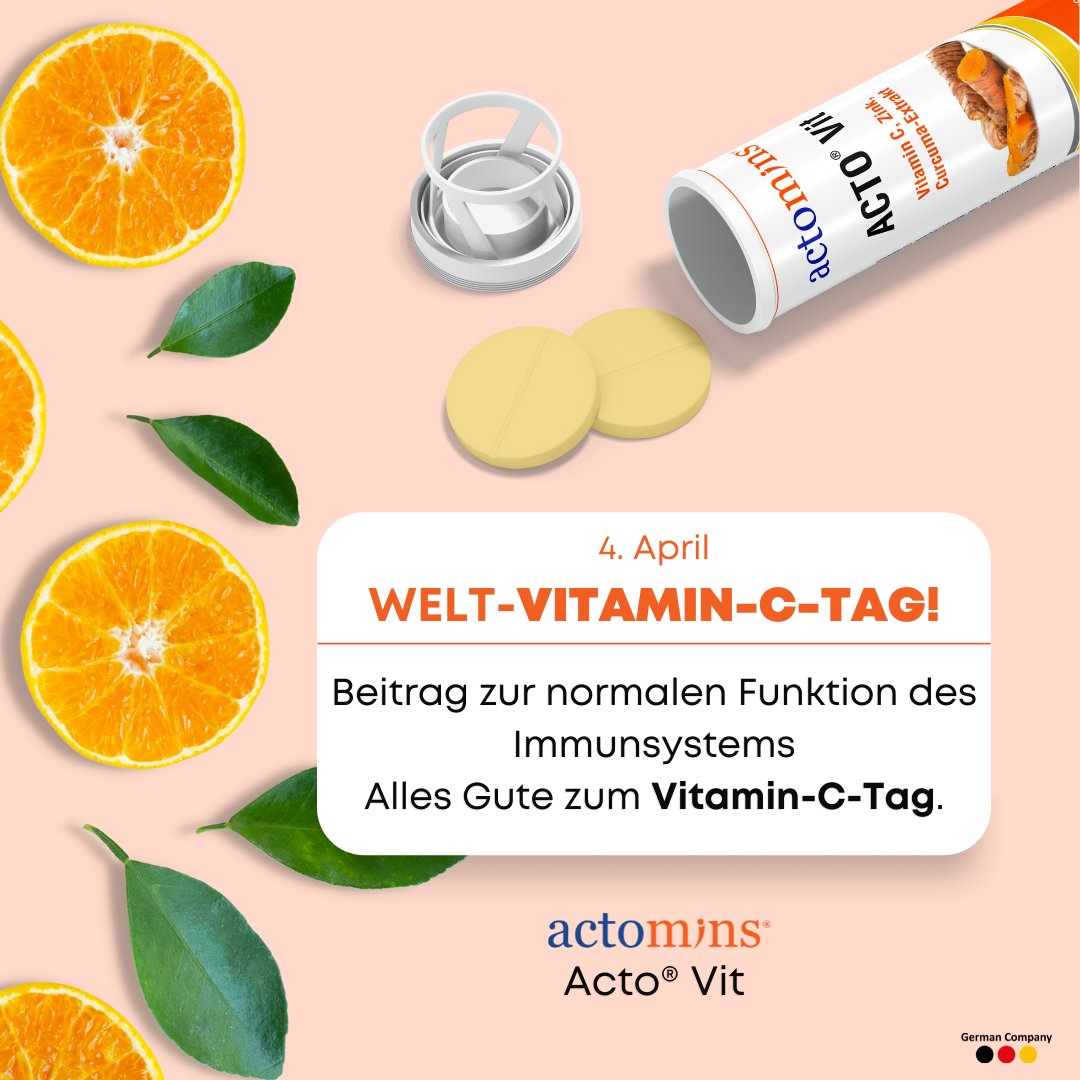 ActoGmbH's tweet photo. ✅ 4. April WELT-VITAMIN-C-TAG!

Beitrag zur normalen Funktion des Immunsystems
Alles Gute zum Vitamin-C-Tag.

#Vitamin #Immunität #Vitamin #Kurkuma #Nahrungsergänzungmittel #Nahrung #vitamine #vitaminctag https://t.co/iNOEjibtFN
