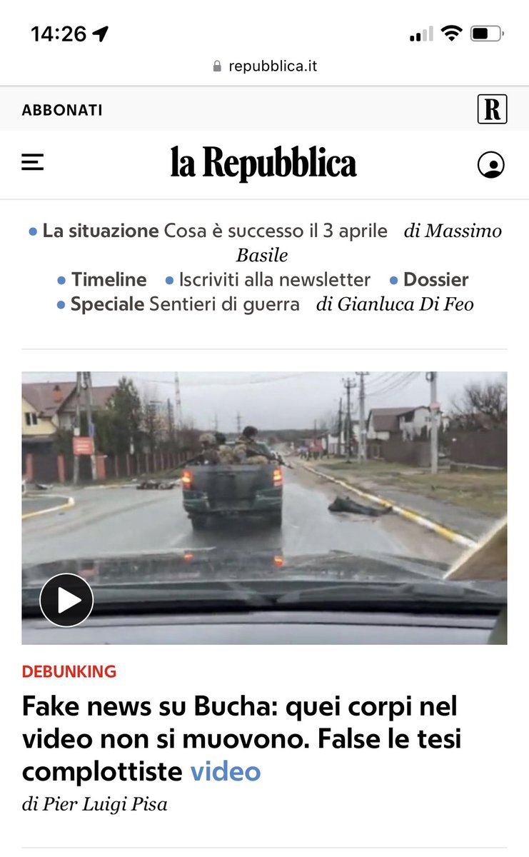 valentinop's tweet photo. ⁦@repubblica⁩ ⁦⁦@welikeduel⁩ effettivamente un cadavere non si muove 🤔 https://t.co/PSdjCtX7bw