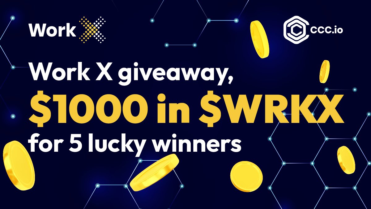 CryptoCoinCoach's tweet image. 🚀Our friends at @WorkX_official want to make a special present for @CryptoCoinCoach fam and #giveaway $1000 in $WRKX tokens to 5 lucky winners!

To do list👇

1️⃣ Follow @WorkX_official &amp;amp; @CryptoCoinCoach
2️⃣ Like❤️ &amp;amp; Retweet🔁
3️⃣ Tag 3 friends in the comments

🥳Winners: 12 April