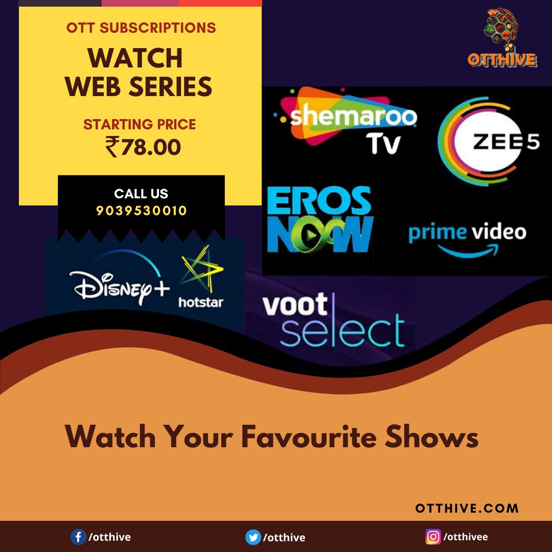 OttHive's tweet photo. Get various OTT Platforms at Discounted Prices at a single place- OTTHive.
It brings you unlimited entertainment at the best prices. Subscribe now for bundled packages.
๐ https://t.co/r6gT95XCvY
#ottplatform #outputplatform https://t.co/k84aQTprXO