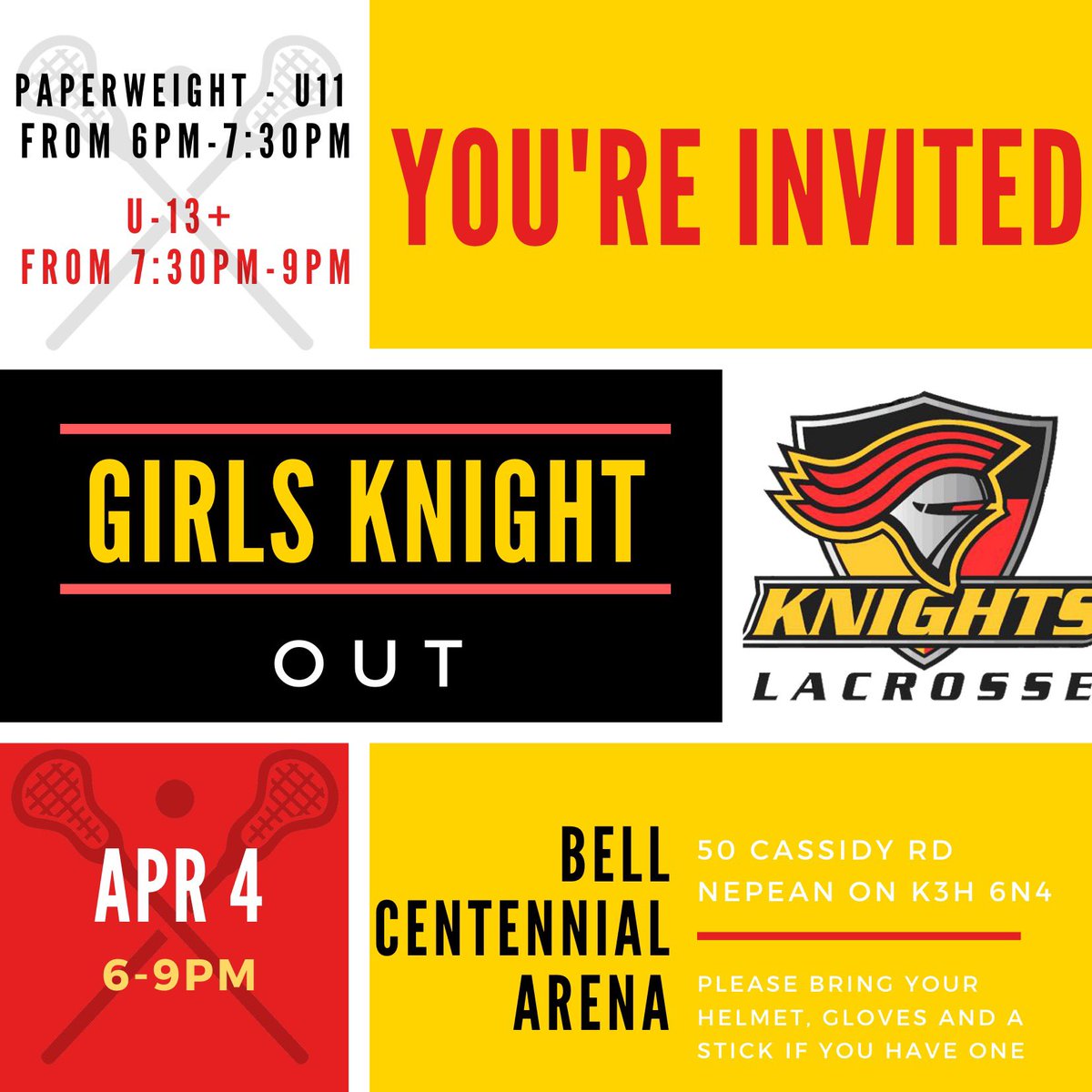 Today is the day!! Girls Knight Out!! Join us for some lax, laughs and memories with new and old friends!