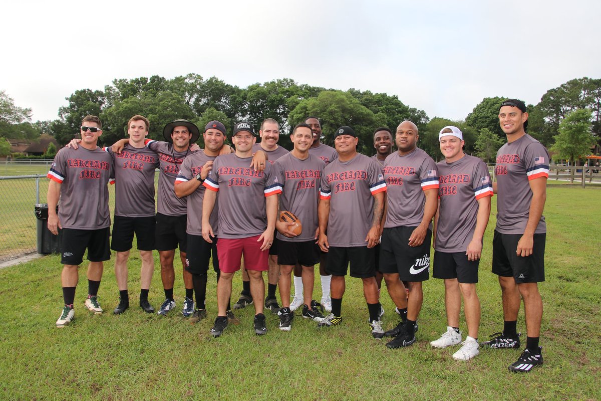 LakelandPD's tweet photo. Team #LakelandPD once again took home the hardware at the 2nd Annual Battle of the Badges Flag Football challenge after battling PCSO in the final round! 
We want to thank @LakelandFD, @WHPoliceDept, and @PolkCoSheriff for participating, all benefitting Lakeland PAL. https://t.co/6nwoVswWHz