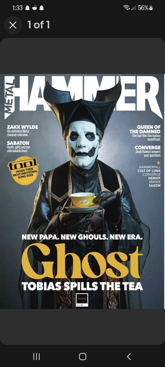 Long shot if anyone is near an whsmiths see if there have an copy metal hammer this issue below with ghost would happily pay for it and p+p as my fiancé in Canada big fan I miss opportunity to get it for her I would be very thankful