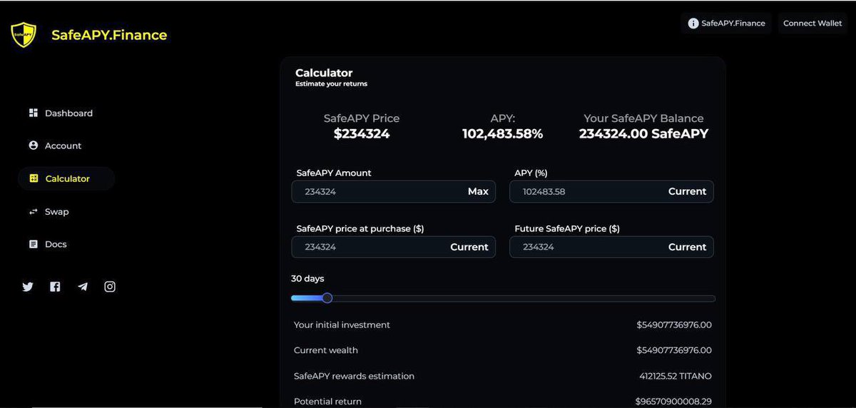 SafeAPY's tweet image. Here’s a sneak peak at our dapp 👀 let me know what you guys think. Any and all feedback is appreciated.