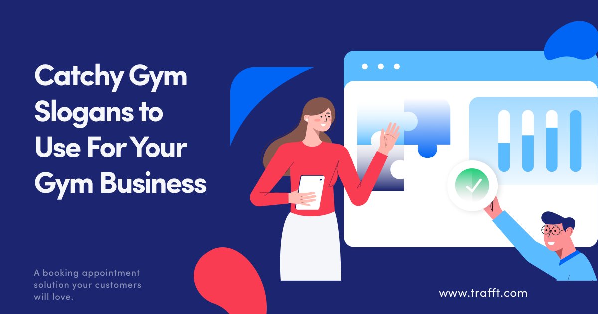 TrafftS's tweet photo. Your slogan is your business’s handshake, the first impression for your customers.
Check out this article to find some catchy slogans for your gym 🤘
https://t.co/xe1OgOIGel
#trafft #saas #onlinebooking #appointments https://t.co/t34MJXXvYi