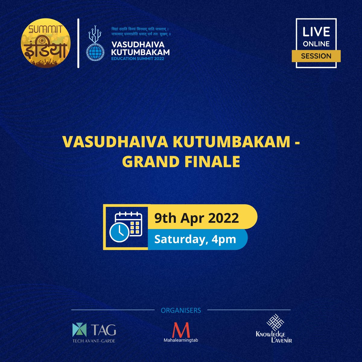 _TechAvantGarde's tweet photo. Vasudhaiva Kutumbakam!

Community is also simply our ‘world’.

Let’s make it a better one. Join us for our grand finale this weekend!

Register now for the summit: https://t.co/wN4WS0hQG5

#summitindia #EducationSummit #educationsummit2022 #edusummit #NationalEducationalPolicy https://t.co/fte3C47Vun