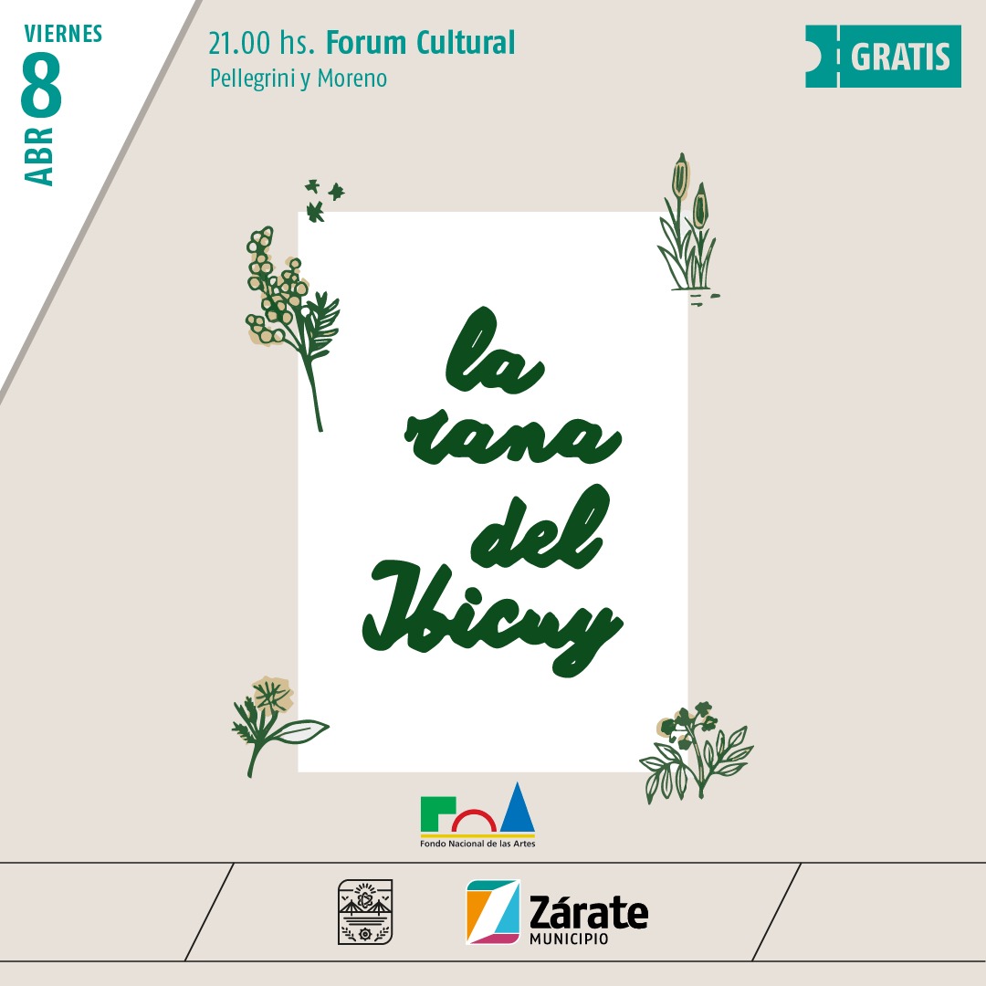 MuniZARATE's tweet photo. #Cultura 🎭 | "La Rana del Ibicuy", historia de un paisaje y una madre 🚣🏽‍♀️

📅 Viernes 8 de abril - 21 hs.
📍 Forum Cultural (Pellegrini y Moreno)

😷 Protocolos vigentes
⚠️ Capacidades limitadas

#VeniteAlForum https://t.co/R7MWdqbIyz