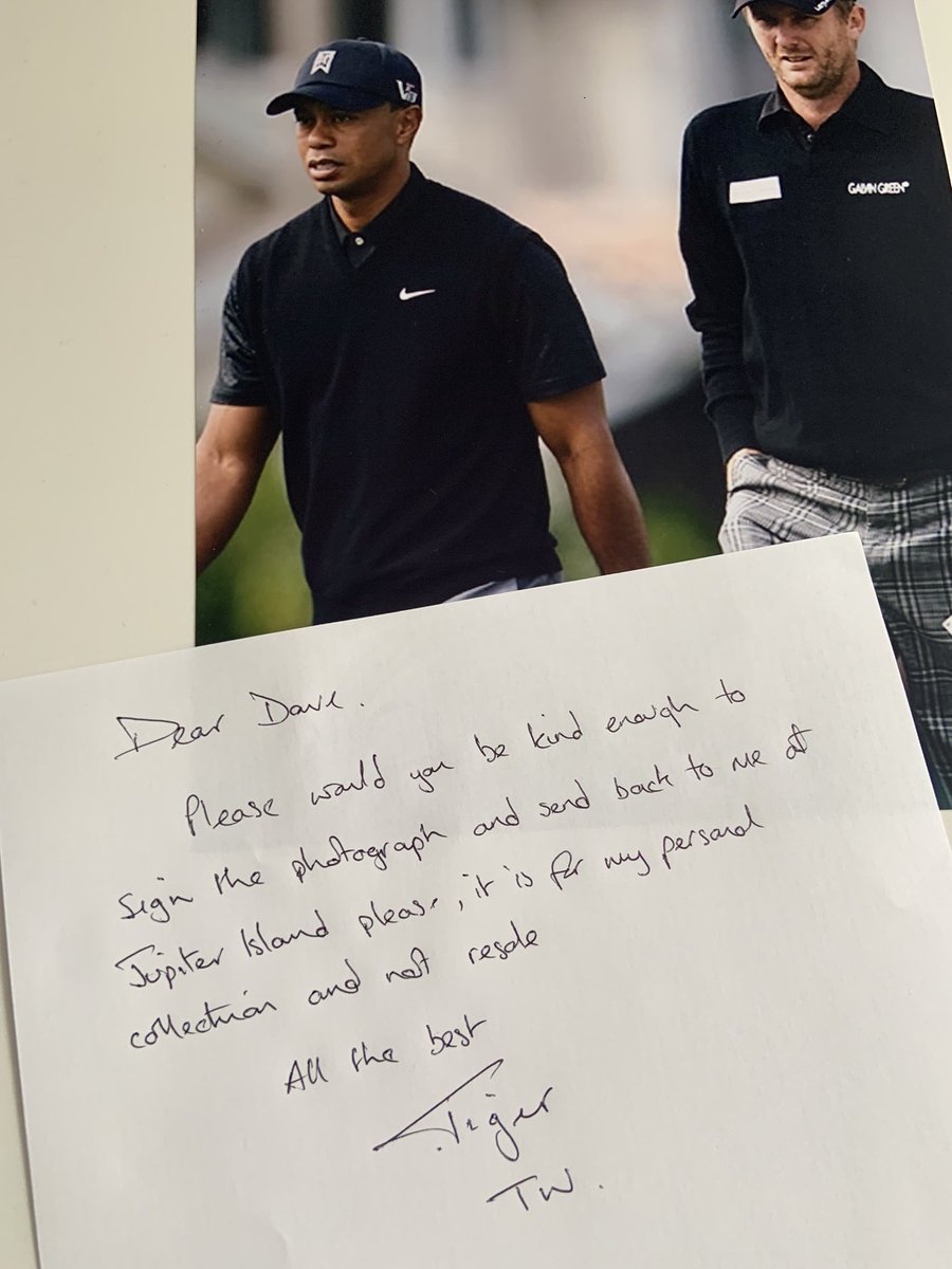 DaveLynndawg's tweet photo. Wow, never thought I’d be receiving mail like this but happy to oblige, good luck this week @TigerWoods @TheMasters https://t.co/9lNe86xdQA