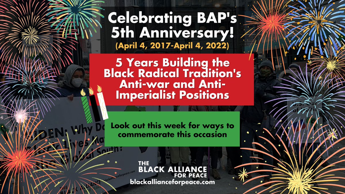 Blacks4Peace's tweet photo. We are commemorating BAP's 5th anniversary today! Please leave birthday greetings in the replies. And let us know: How has BAP transformed your activism? #NoCompromiseNoRetreat https://t.co/GjOS0tUgJA