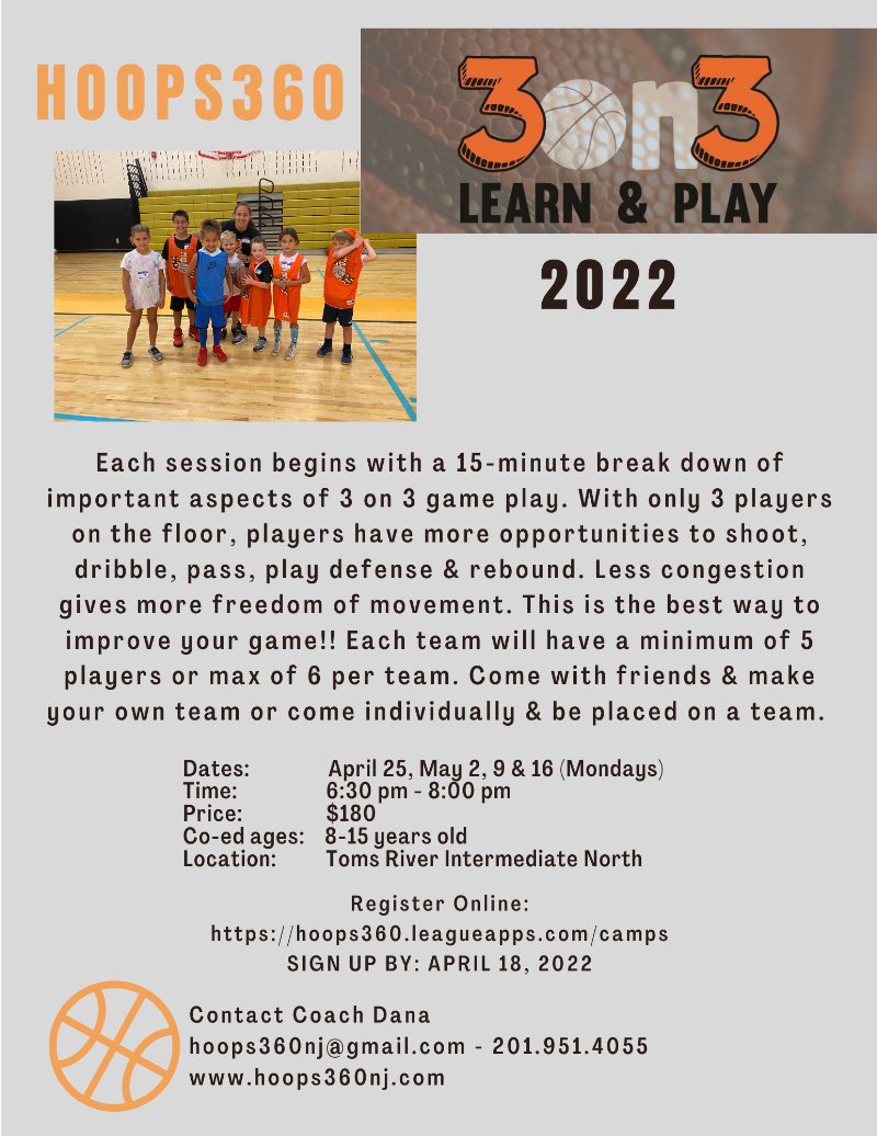 hoops360nj's tweet photo. 3 on 3 Learn &amp; Play - 3 weeks away! - https://t.co/Xxid0Tpfds https://t.co/VNczziW8xJ