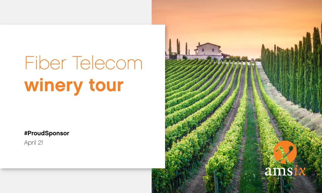 AMS_IX's tweet photo. AMS-IX sponsors #FiberTelecom ’s winery tour in #Umbria 21 April!  Meet local Italian operators and listen to the experiences and  insights of experts during this 8-stage tour @fibertelecomspa #proudsponsor https://t.co/XSLEWWuwWa
