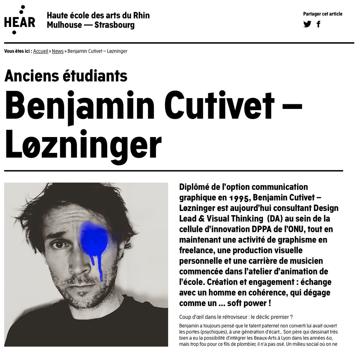 lozninger's tweet photo. I had a great chat with Josy Coutret from the Haute école des arts du Rhin (H.E.A.R) where I studied a while ago, when it was still named "Arts Décoratifs". Some amazing founding years and mesmerizing memories... 
https://t.co/xNfO3XC3NS 

#artschool #portrait https://t.co/bTqCfGhSrn