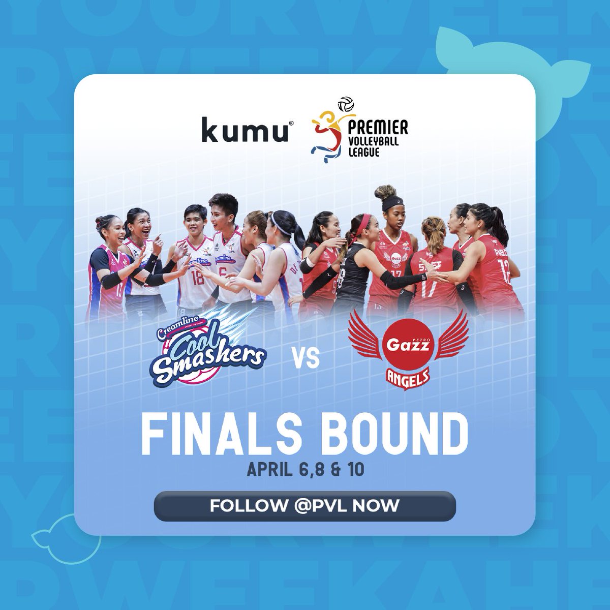 kumuPH's tweet photo. And we're heading to the FINALS! Volleyball Kumunity mag-ingay! Sa hinaba ng rally, we're down to Creamline @CoolSmashers  VS @PetroGazzAngels! 💗❤️

Are you #TeamArena or #TeamBahay via kumu? Hmmmmm, may tickets kaya from Karlito? Abangan!🏐

https://t.co/6iUtgEbcO5 https://t.co/vRcsL7RwUv