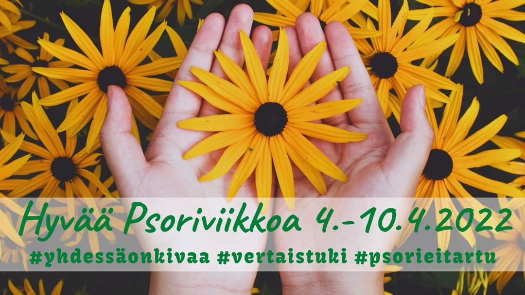 salonpsori's tweet photo. Hyvää Psoriviikkoa 4.-10.4.
#yhdessäonkivaa #psorikoskettaa #psorimielessä #psorieitartu #vertaistuki #psoriasisliitto #paikallisyhdistys #psori #psoriasis #ihopsori #nivelpsori https://t.co/GJEDS3adYm