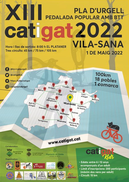 Seguim omplint el calendari de CURSES i avui ja tocava anunciar una PROPOSTA pels amants de la BTT‼️
.
CATIGAT <a href="/catigatbtt/">CatiGat Pla d'Urgell</a> , espectacular pedalada en BTT  el proper 1 de maig de 2022 a EL PLATANER de VILA-SANA (PLÀ d’URGELL) 

esportistes.cat/calendari-curs…

#cursesbtt #catigat #bttkids